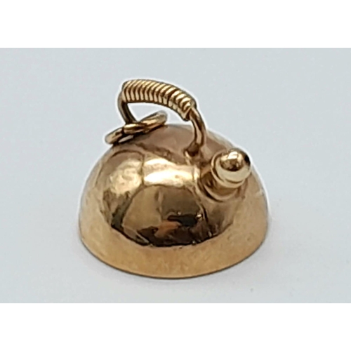 255 - A 9K GOLD CHARM IN THE SHAPE OF A KETTLE .   1.9gms