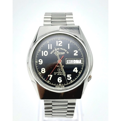 281 - A Vintage West End Watch Co 17 Jewel Automatic Gents Watch. Stainless steel strap and case - 36mm. B... 