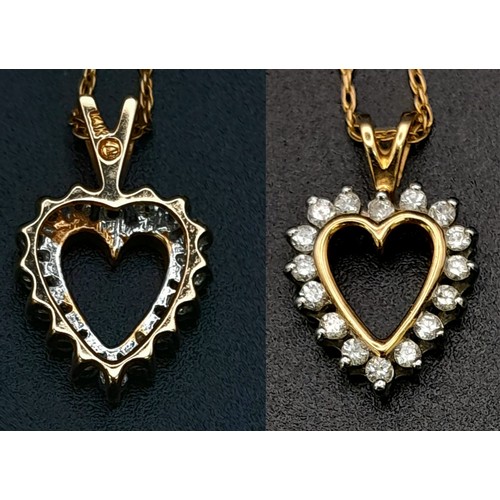 299 - 14K YELLOW GOLD DIAMOND SET HEART PENDANT ON 40CM  NECKLACE.  0.25CT DIAMOND. TOTAL WEIGHT 2.G