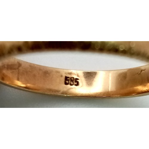 298 - 14k yellow gold 3mm wedding band, 3.5g, size N