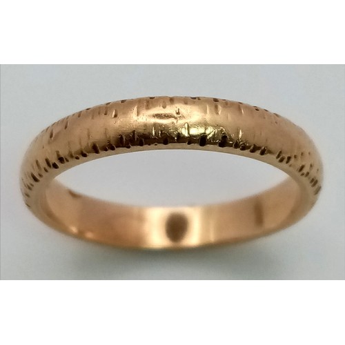 298 - 14k yellow gold 3mm wedding band, 3.5g, size N