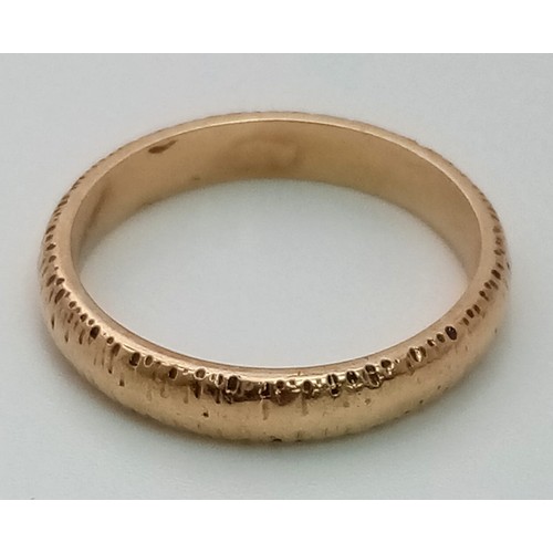 298 - 14k yellow gold 3mm wedding band, 3.5g, size N