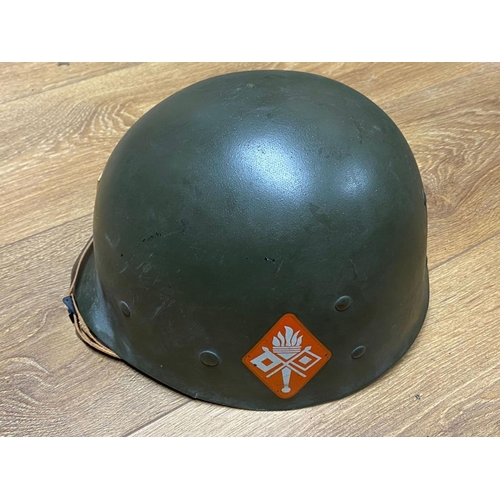 378 - A WW2 USA M1 Helmet and MSA Liner - 2nd Lt. with Signal Corp. Decal. Ref: ML154