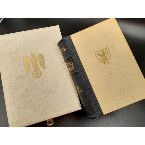 143 - Boxed original 3rd Reich Wedding Edition Mein Kampf. The book is dated 1941 with the Coat of arms fo... 