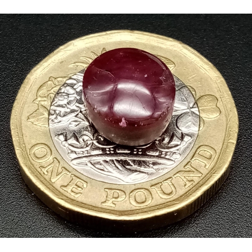 433 - A 6.96 Ct Cabochon Untreated Ruby in Round  Shape. IGL&I Certified.