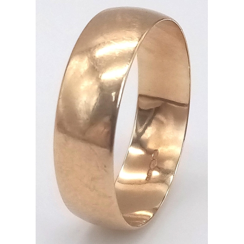 30 - A Vintage 9K Yellow Gold Band Ring. Size R. 2.2g