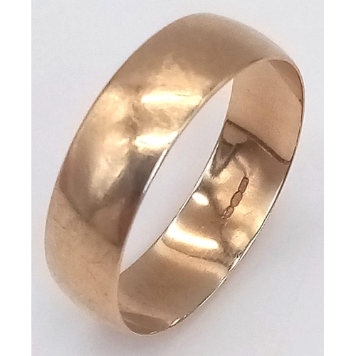 30 - A Vintage 9K Yellow Gold Band Ring. Size R. 2.2g