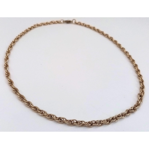 44 - A Classic 9K Yellow Gold Rope Necklace. 44cm. 17.77g