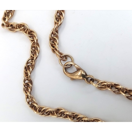 44 - A Classic 9K Yellow Gold Rope Necklace. 44cm. 17.77g