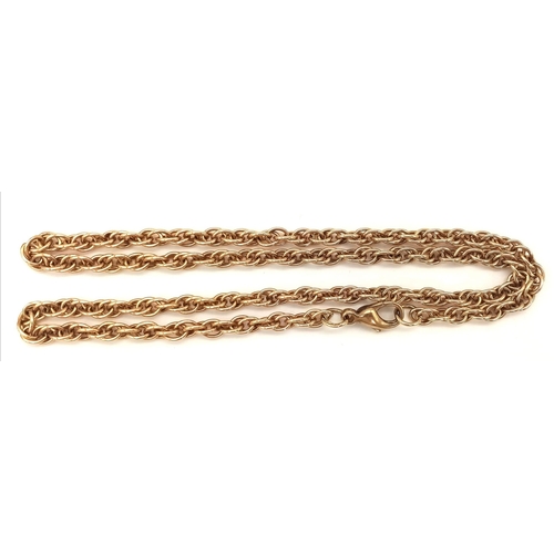 44 - A Classic 9K Yellow Gold Rope Necklace. 44cm. 17.77g