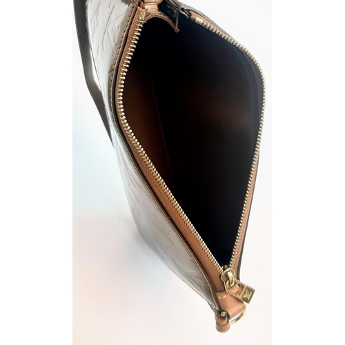 136 - A Louis Vuitton Vernis Pochette Shoulder Bag in Copper, Emboss LV Detailing, Dark Tan Leather Strap.... 