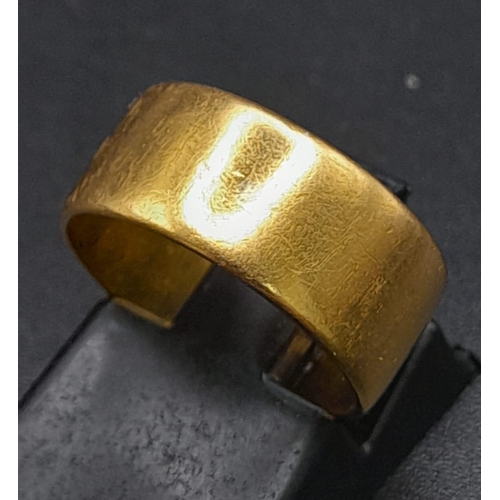 73 - A Vintage 22K Yellow Gold Band Ring. Full UK hallmarks. Size I. 5.57g weight.