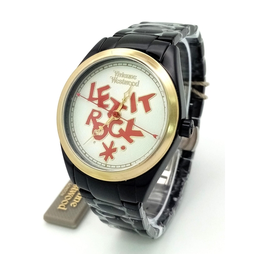 A Vivienne Westwood Black Ceramic 'Let it Rock' Quartz Watch