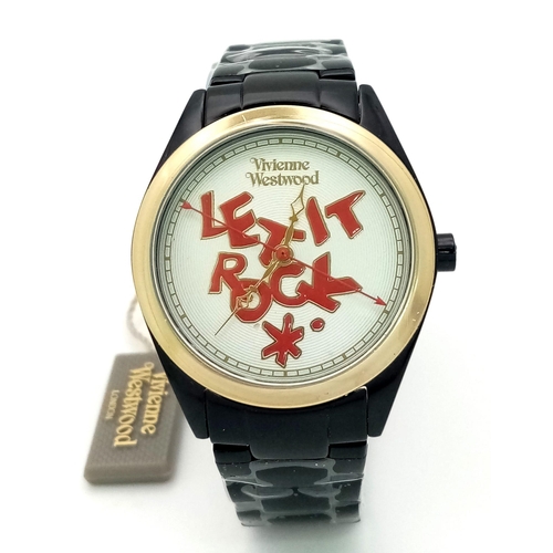 A Vivienne Westwood Black Ceramic 'Let it Rock' Quartz Watch. Case