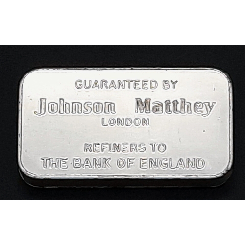 122 - A Johnson Matthey of London Fine Silver (.999 purity) Bar. 100g in weight.