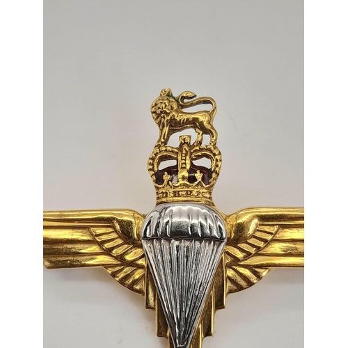 13 - 9K YELLOW GOLD PARACHUTE REGIMENT PIN BADGE / BROOCH 5.65G