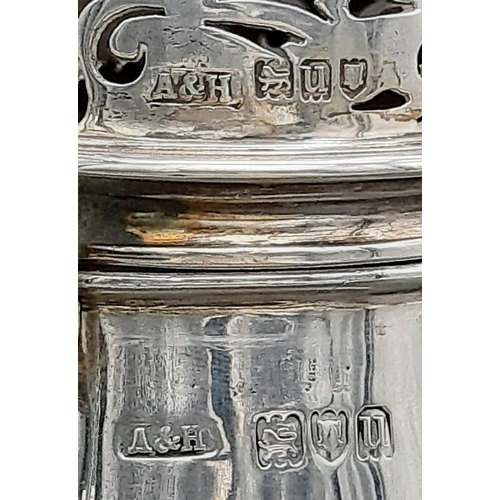 16 - An Antique 925 Silver Sugar Caster. Hallmarks for London 1915. Makers mark of Alston's and Hallam. 1... 