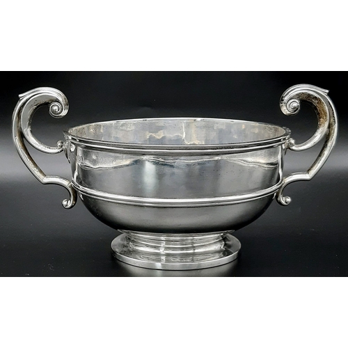 24 - An Antique 925 Silver Twin-Handled Bowl. Hallmarks for London. Makers mark of F. Boynton and Co. 16c... 