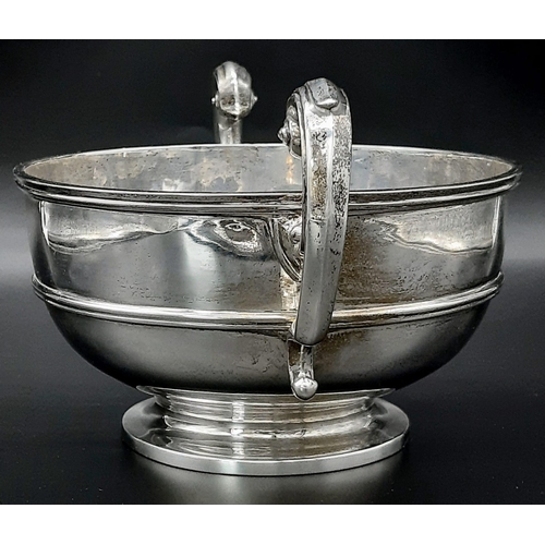 24 - An Antique 925 Silver Twin-Handled Bowl. Hallmarks for London. Makers mark of F. Boynton and Co. 16c... 