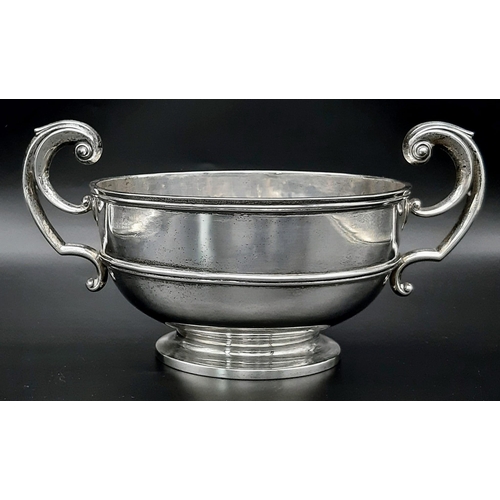 24 - An Antique 925 Silver Twin-Handled Bowl. Hallmarks for London. Makers mark of F. Boynton and Co. 16c... 