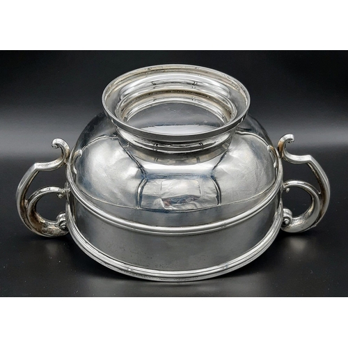 24 - An Antique 925 Silver Twin-Handled Bowl. Hallmarks for London. Makers mark of F. Boynton and Co. 16c... 