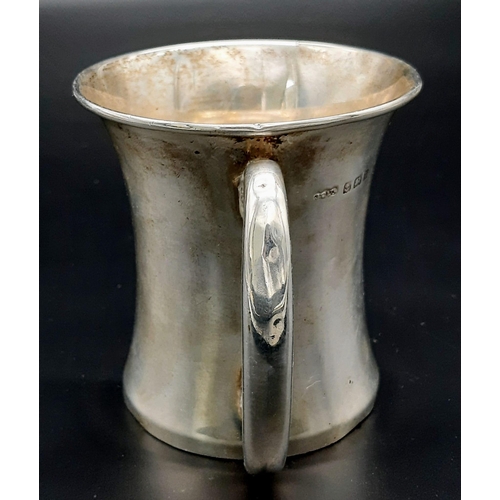 395 - An Antique 925 Silver Small Tankard. Hallmarks for Birmingham 1920. Makers mark of Joseph Gloster. 8... 