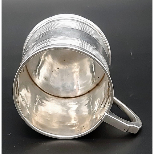 401 - A Small Antique 925 Silver Tankard Dedicated to Jane with Six 925 Silver Teaspoons. Tankard - London... 