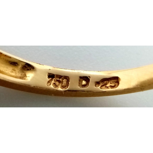 403 - 18K YELLOW GOLD DIAMOND 1/2 ETERNITY RING. TOTAL WEIGHT 2.8G.  SIZE M