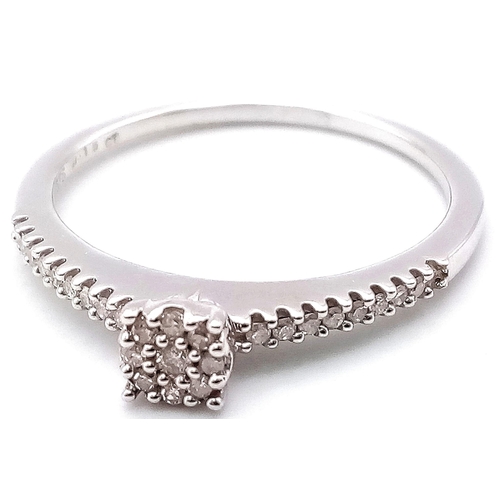 1549 - 9K WHITE GOLD DIAMOND RING.  0.15CT DIAMOND. TOTAL WEIGHT 2.4G.  SIZE R