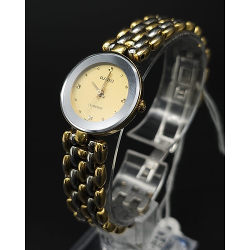 A Rado Florence Quartz Ladies Watch. Two tone bracelet and case