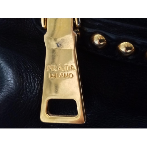 At Auction: A Vintage Prada Studded black Leather Satchel Bag