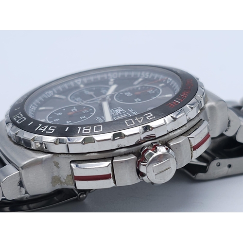 101 - A Tag Heuer Formula 1 Chronograph Gents Watch. Steel and ceramic strap and case - 43mm. Silver tone ... 