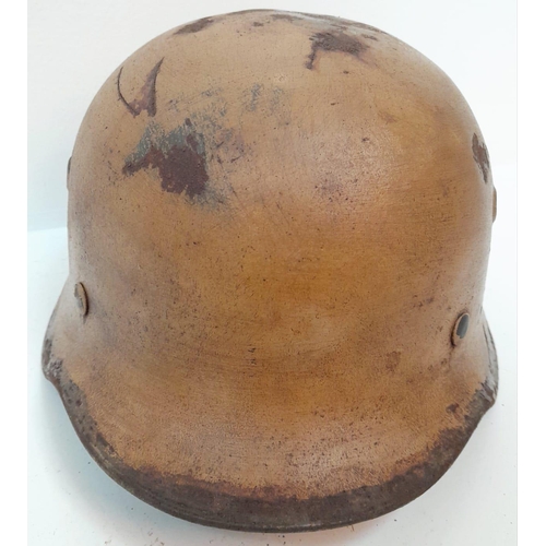 215 - WW2 German Africa Corps M40 Helmet and liner.