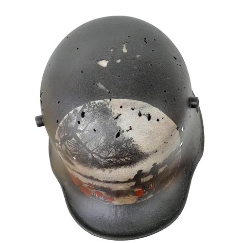 342 - WW1 German M16 Stalhelhm Helmet. Found on the Western Front with post war memorial painting.