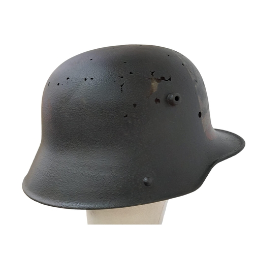 342 - WW1 German M16 Stalhelhm Helmet. Found on the Western Front with post war memorial painting.