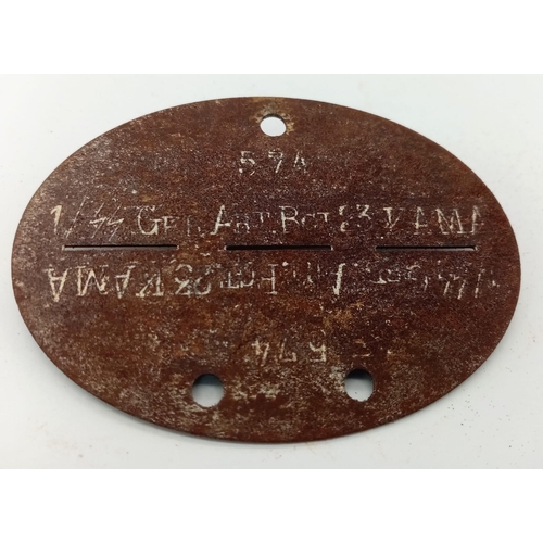 388 - Battlefield Relic Waffen SS Dog Tag. Found in Eastern Europe.