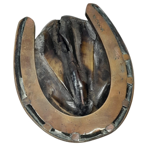 475 - Victorian British V Dragon Guards Horse Hoof Pin Cushion.