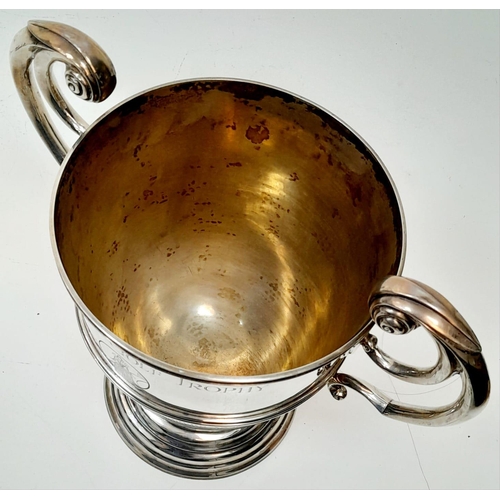 93 - The 925 Sterling Silver Queensway 1977 Golf Trophy. Makers mark of Mappin and Webb. This double-hand... 