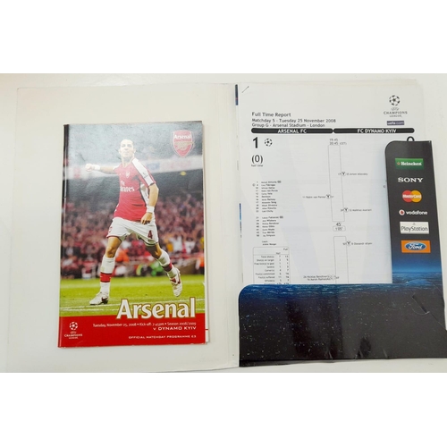 184 - Six Very Collectible Arsenal Champions League match media press packs, four including programmes, te... 