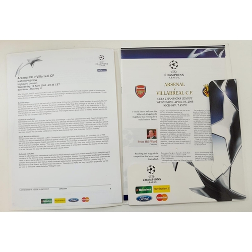 184 - Six Very Collectible Arsenal Champions League match media press packs, four including programmes, te... 