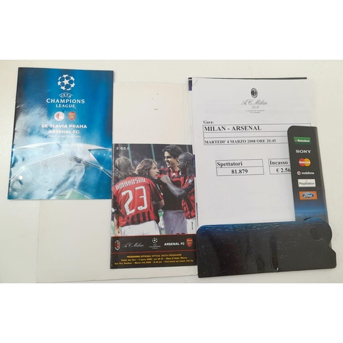 184 - Six Very Collectible Arsenal Champions League match media press packs, four including programmes, te... 