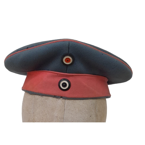 28 - WW1 (Circa 1910) Imperial German Dragoon/Calvary Regiment Kratzchen Field Cap. Grey wool constructio... 