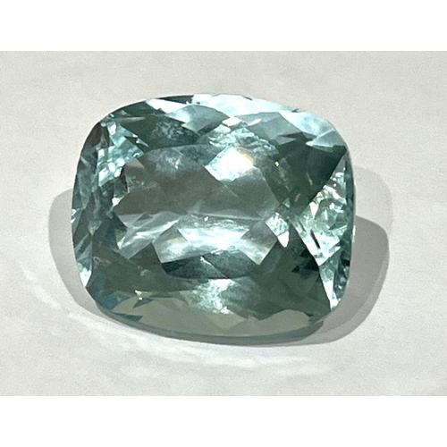 369 - A 30ct Crystal Blue Aquamarine Rectangular Cushion Cut Gemstone. Well faceted with no visible marks ... 