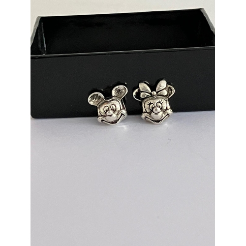 126 - Genuine PANDORA MICKEY & MINNIE MOUSE SILVER BRACELET CHARMS. Complete with a full set of Pandora Si... 