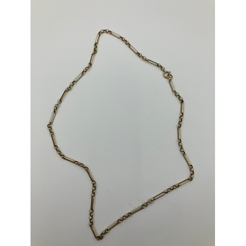 154 - 9 carat  YELLOW GOLD BELCHER MIXED LINK NECKLACE. Full UK hallmark. 4.5 grams. 18” ( 45 cm ).