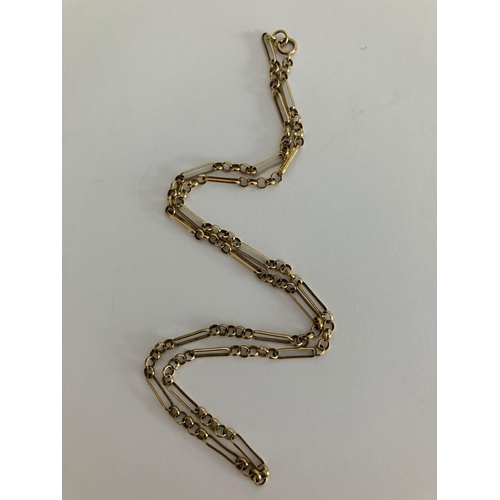 154 - 9 carat  YELLOW GOLD BELCHER MIXED LINK NECKLACE. Full UK hallmark. 4.5 grams. 18” ( 45 cm ).