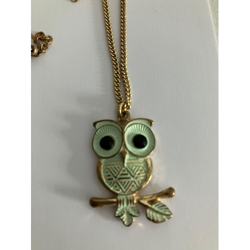 294 - Selection of OWL themed  JEWELLERY to include 925 SILVER Heavy Belcher chain and pendant.