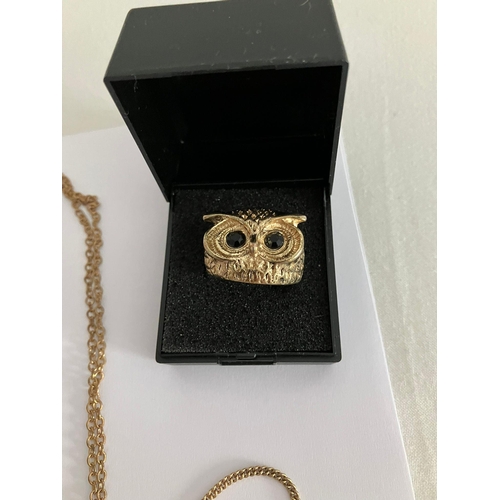 294 - Selection of OWL themed  JEWELLERY to include 925 SILVER Heavy Belcher chain and pendant.