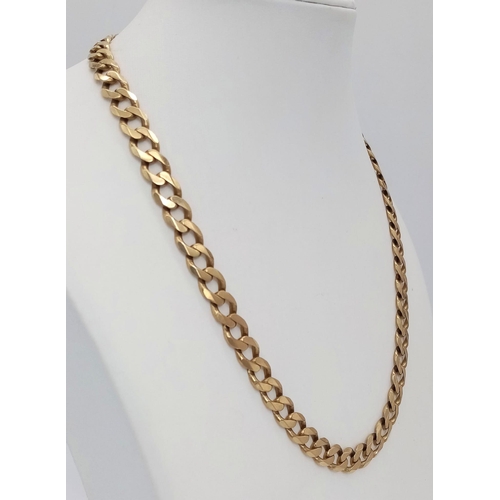 134 - 9k yellow gold curb chain. 44cm in length, total weight 29.2g