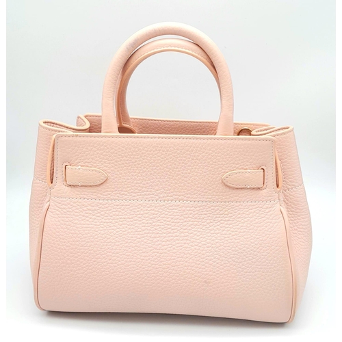 33 - A Mulberry Small Belted Bayswater Handbag in Icy Pink Heavy Grain with Pastel Tartan Fabric Interior... 